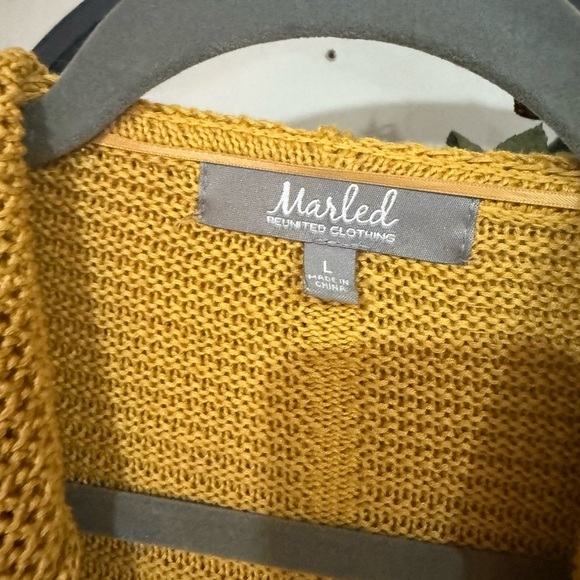 Marled Yellow Cardigan Sweater Medium Weight cotton blend size large - Picture 3 of 7